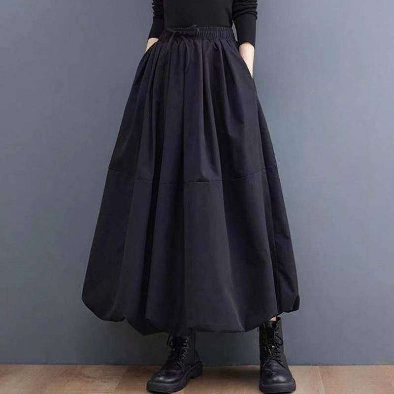 Fashion Personality New Solid Pocket Prairie Midi maxi Skirt Women