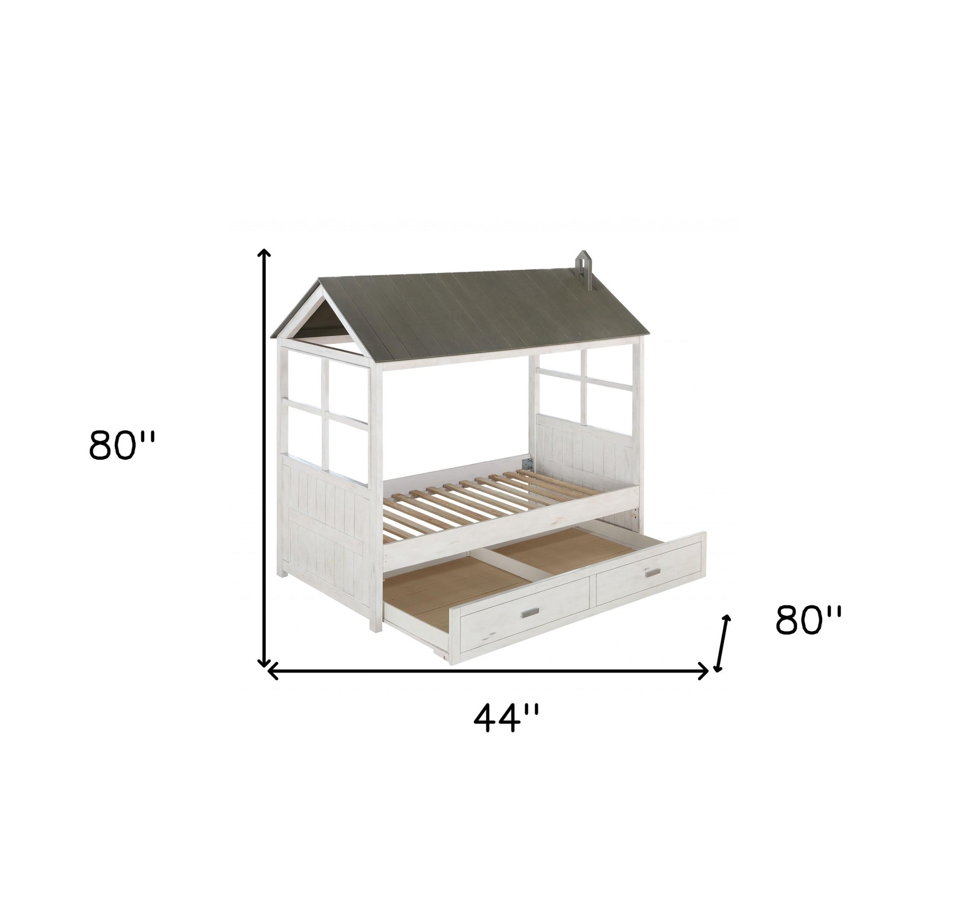 Twin White Two Drawers Bed-6