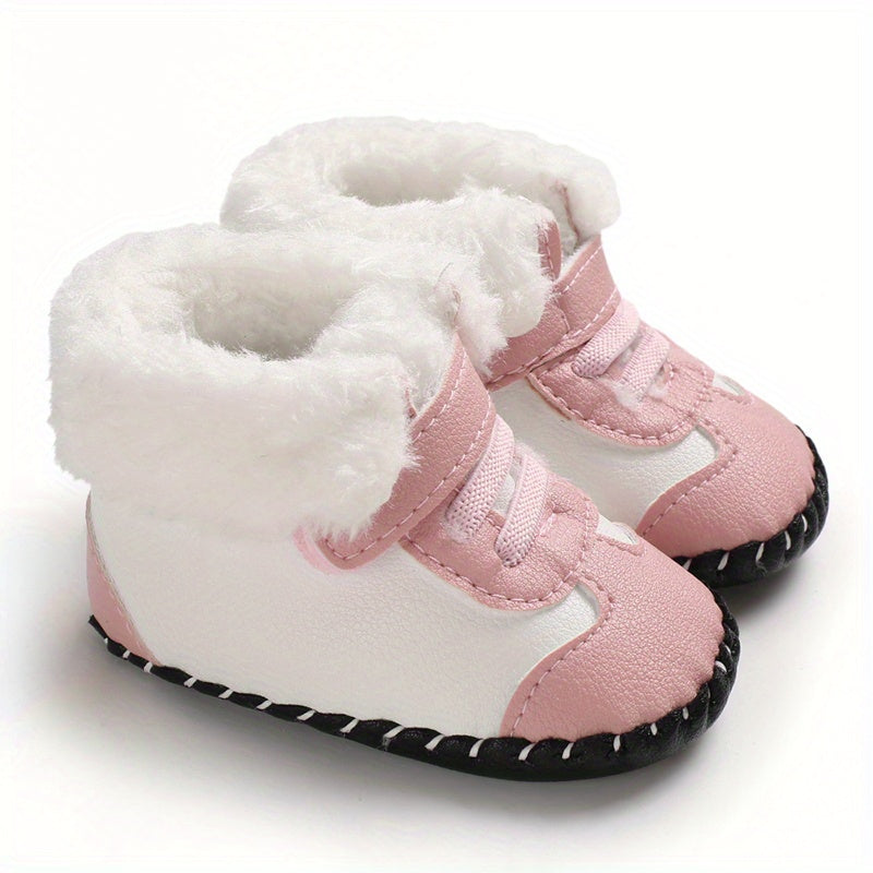 Baby Boys Girls Kawaii & Cute Warm Plush Booties, Comfortable Breathable Snow Boots For Infant Newborn Prewalkers