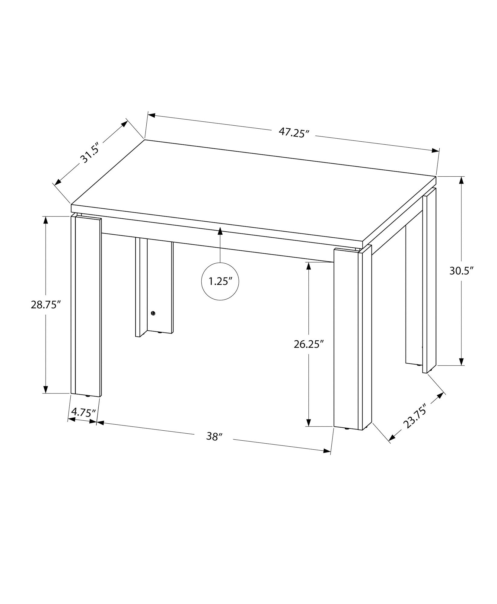 47" Black Dining Table-6