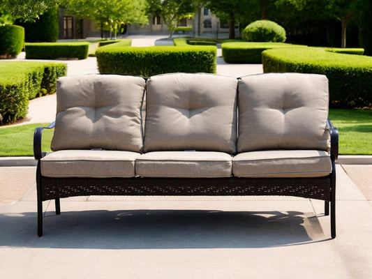 69" Beige Polyester Blend Settee With Black Legs-0