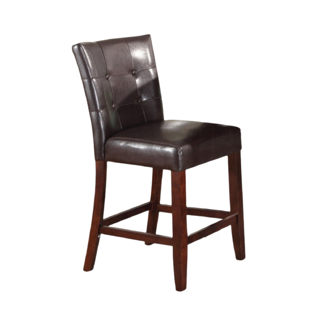 Set of Two 24" Espresso and Brown Faux Leather and Solid and Manufactured Wood Counter Height Bar Chairs-1