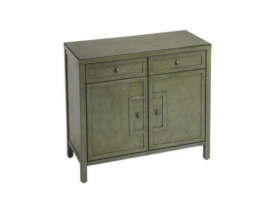 31" Green Solid Wood Two Drawer Sideboard with Two Doors-0