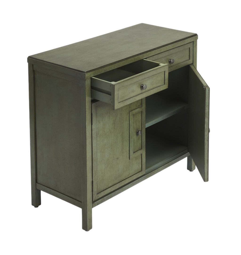 31" Green Solid Wood Two Drawer Sideboard with Two Doors-2