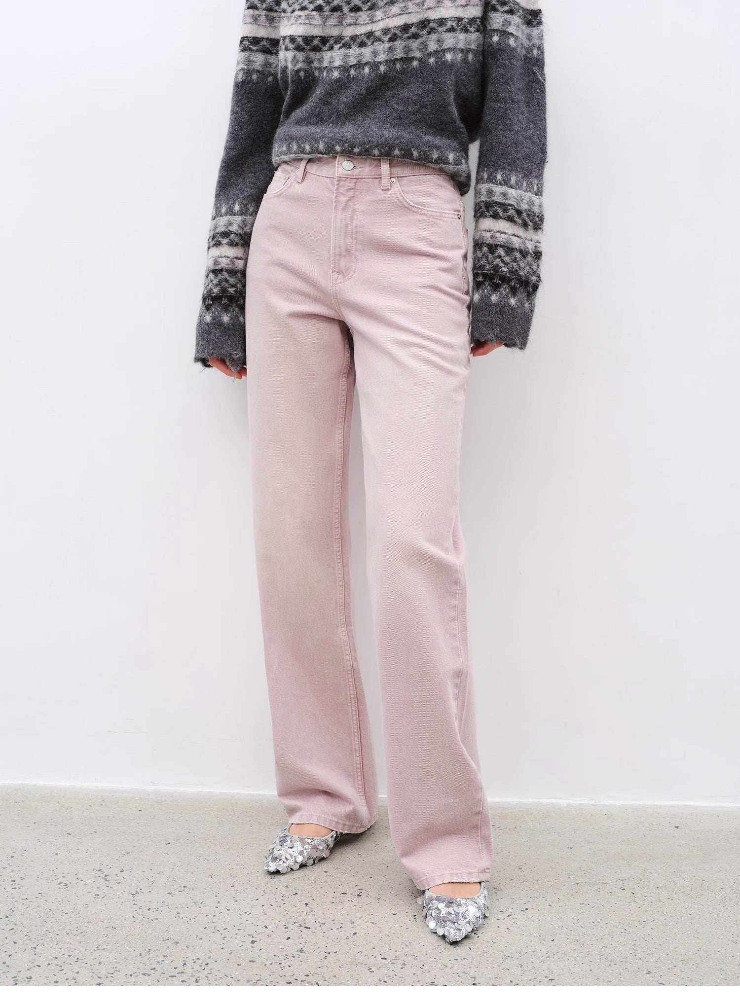 "Active Street" Retro casual fashionable colorful heavy washed slim all-match straight jeans-4