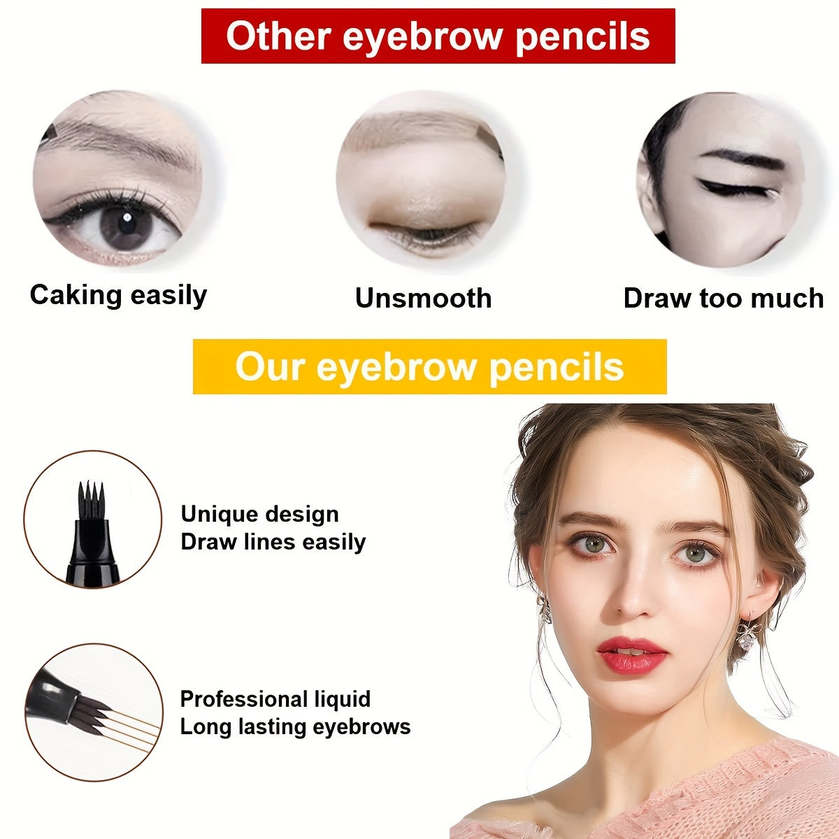 Waterproof Microblading Eyebrow Tattoo Pen with Micro-Fork Tip Applicator - Long Lasting, Natural Looking Eyebrow Makeup - Perfect Gift for Women