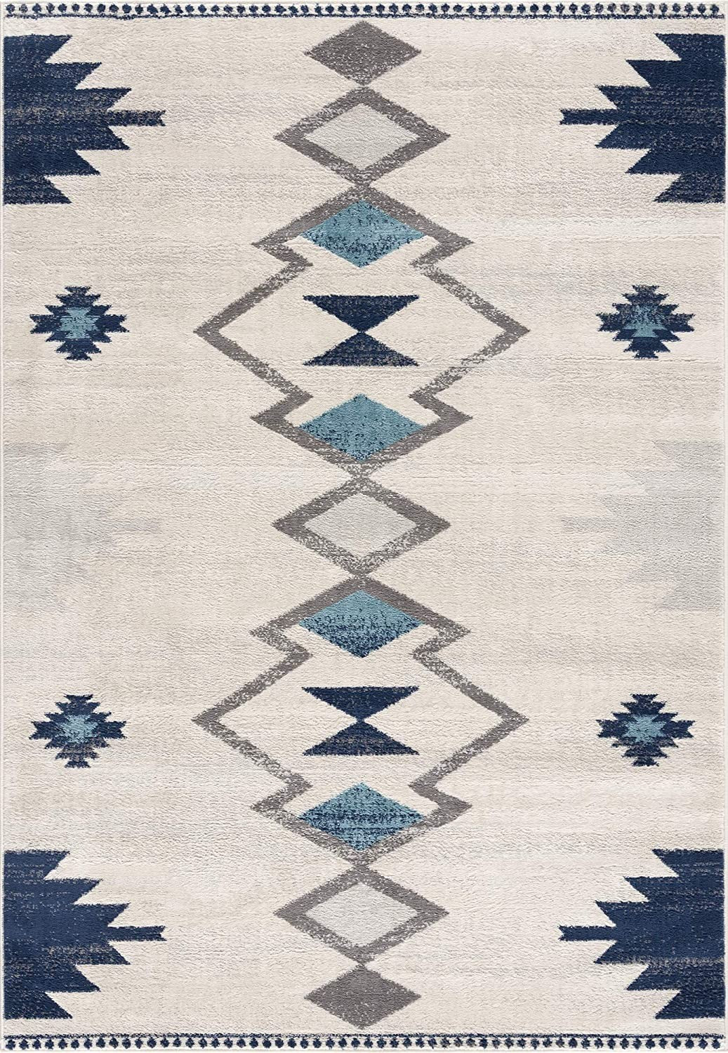 3' X 5' Blue and Ivory Southwestern Area Rug-1