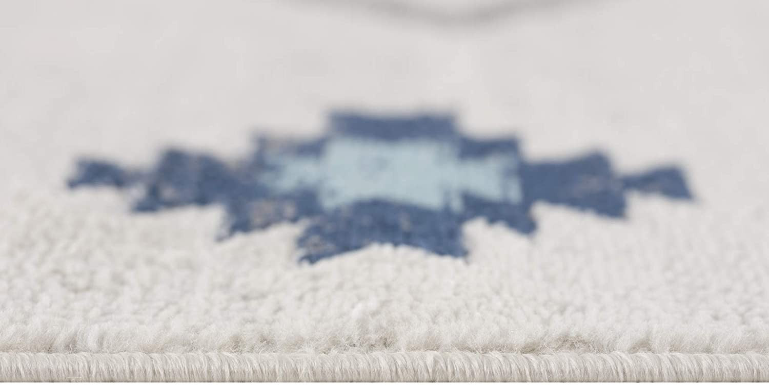 3' X 5' Blue and Ivory Southwestern Area Rug-7