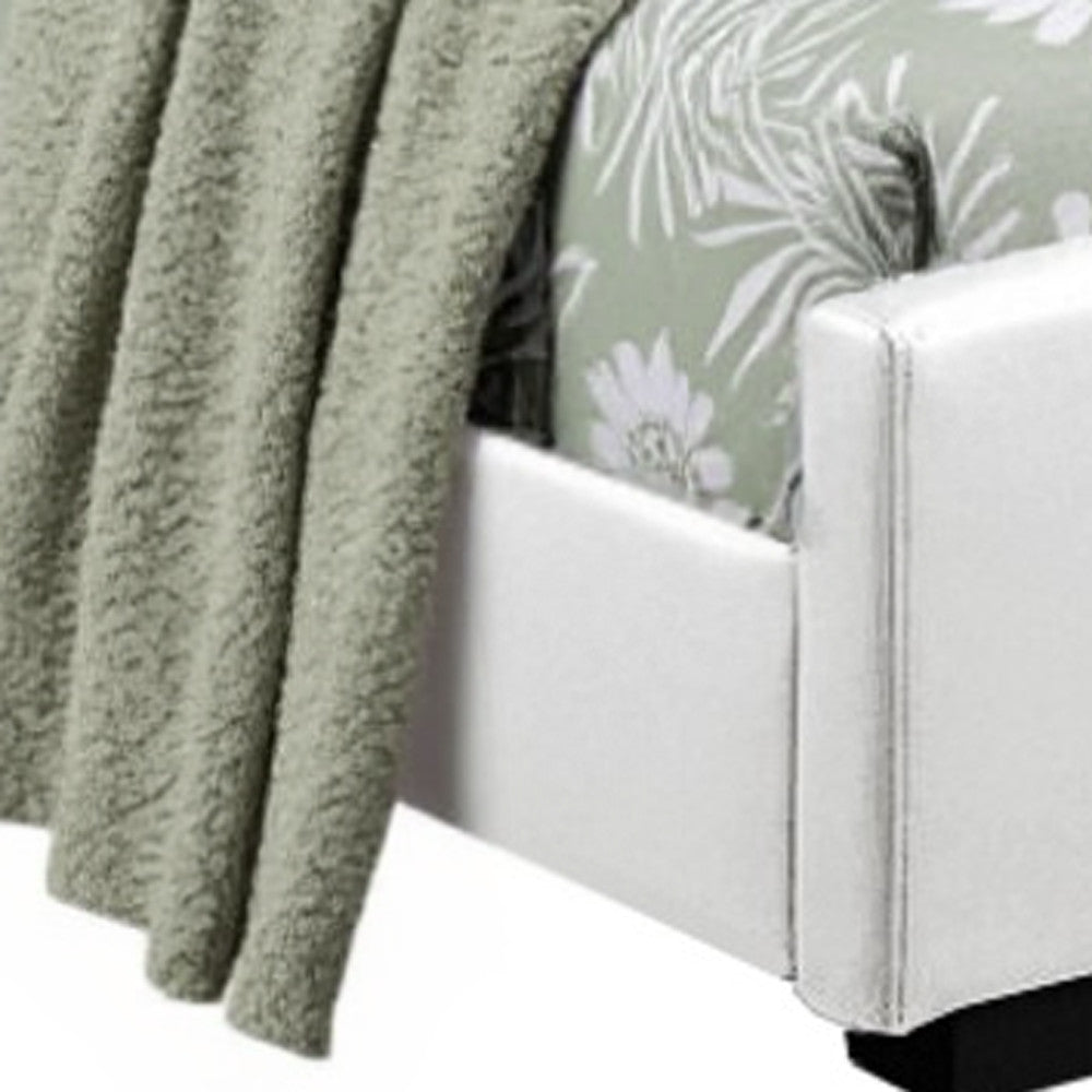 White Faux Leather King Bed Frame-5