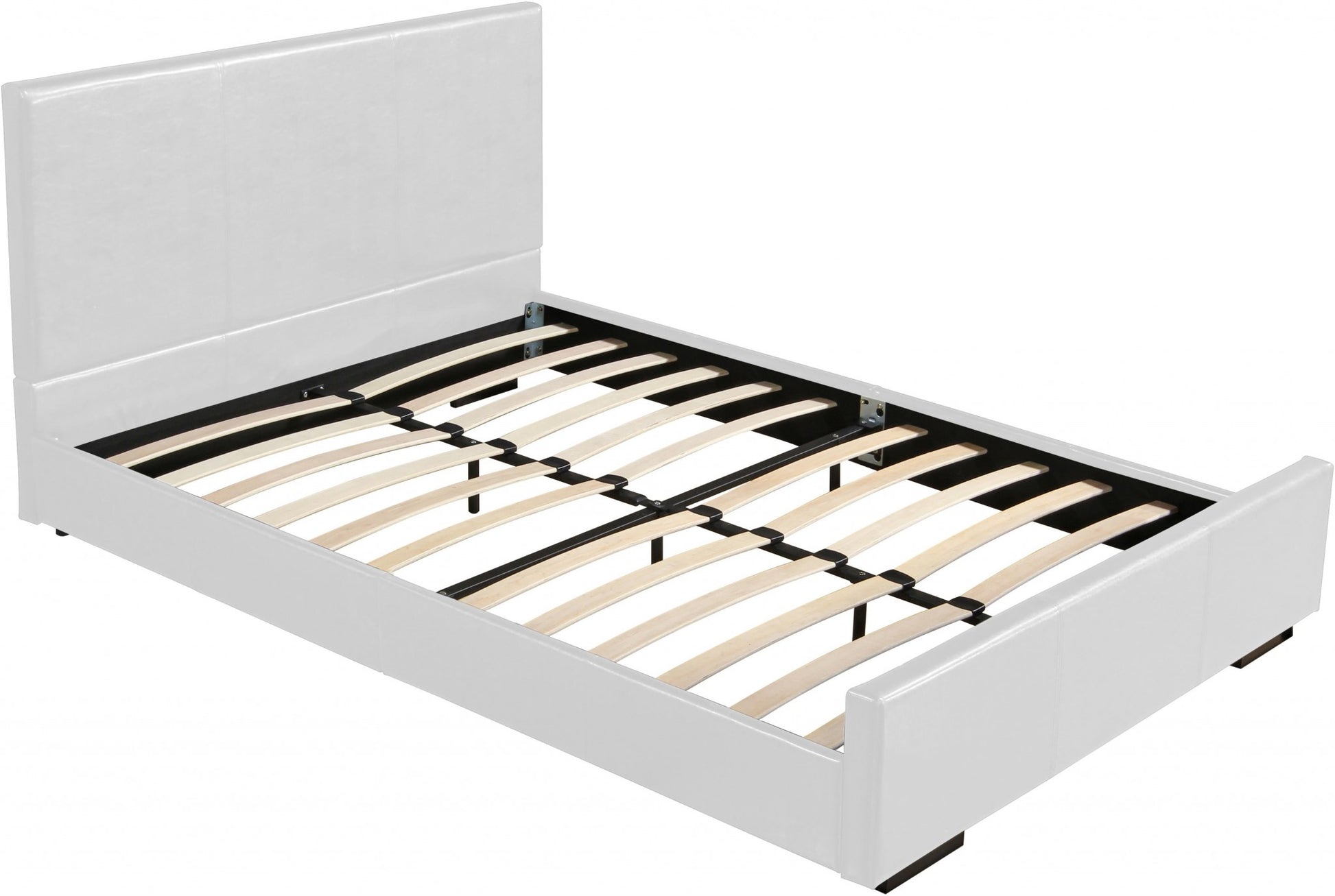 White Faux Leather King Bed Frame-3