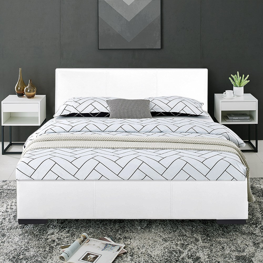 White Faux Leather King Bed Frame-6