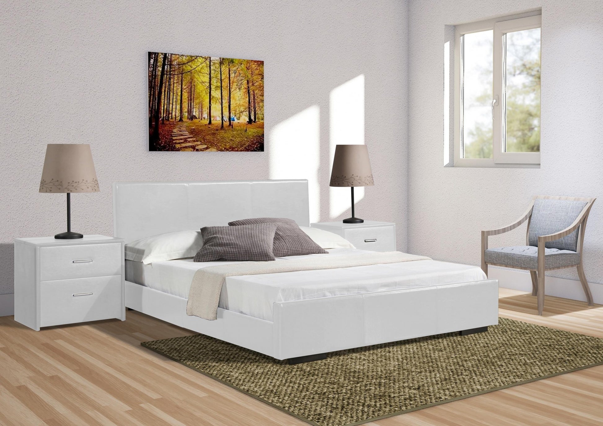 White Faux Leather King Bed Frame-7