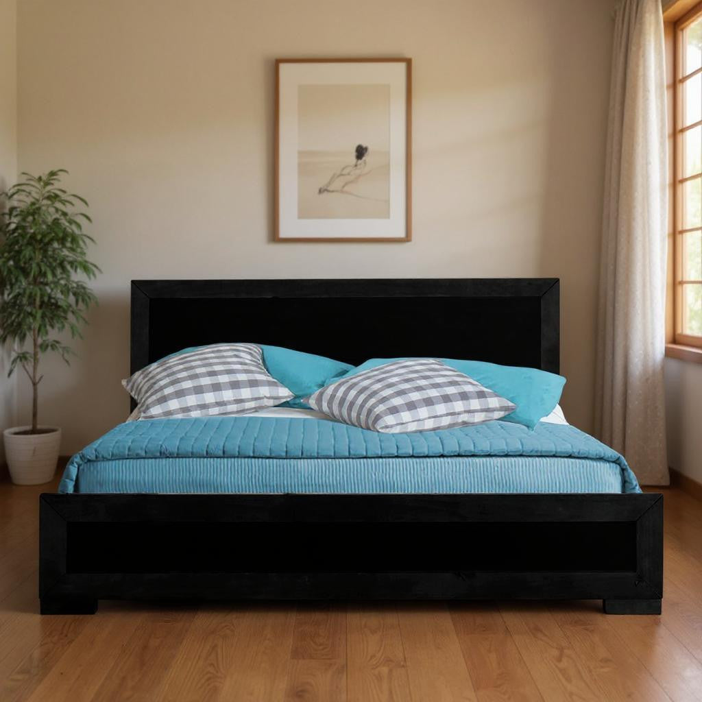 Black Wood Twin Platform Bed-0