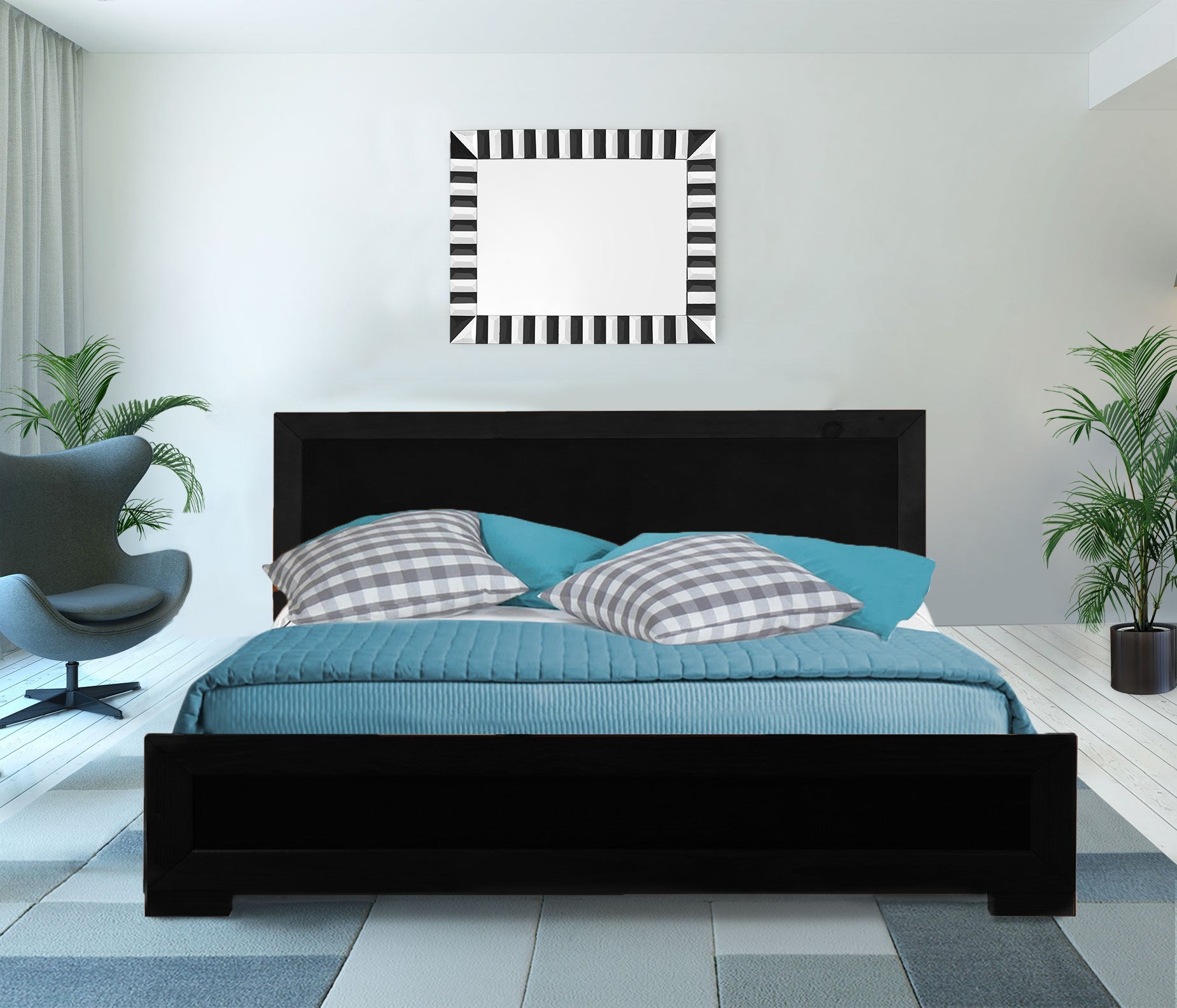 Black Wood Twin Platform Bed-3