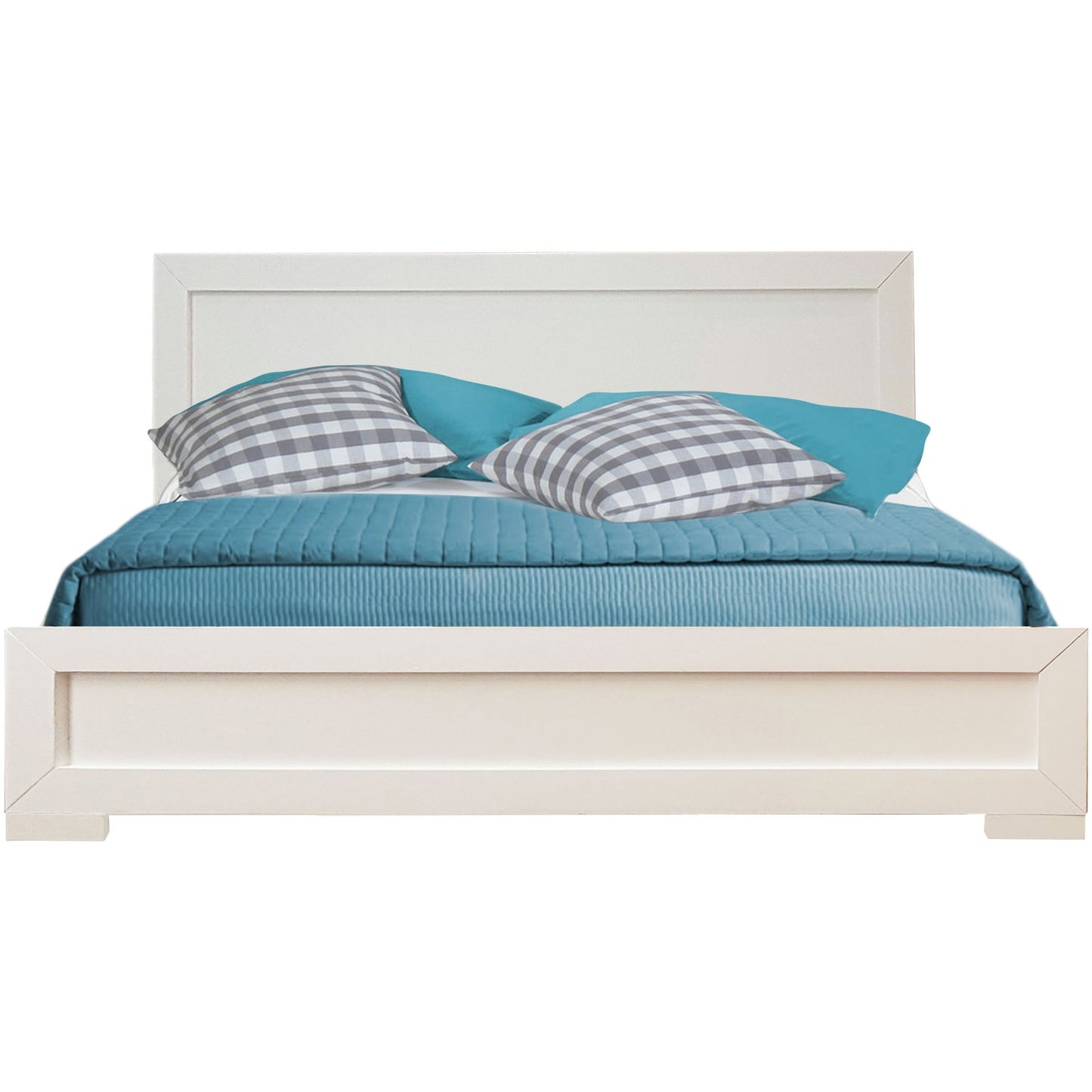 White Wood Twin Platform Bed-1