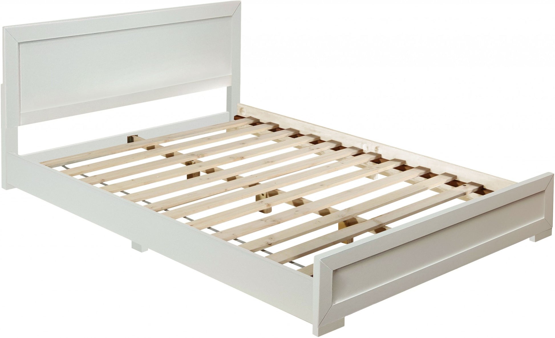 White Wood Twin Platform Bed-2