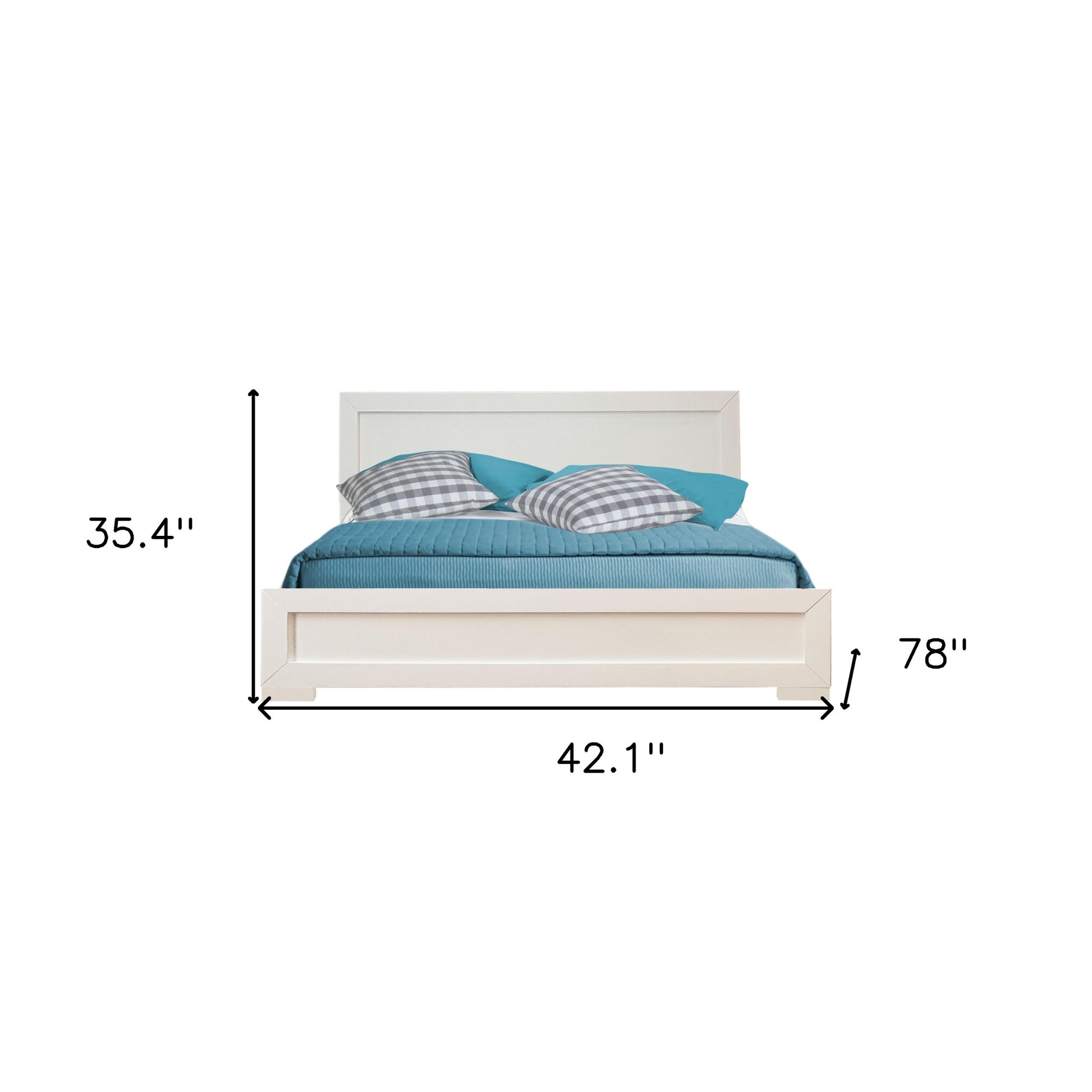 White Wood Twin Platform Bed-3