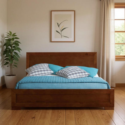 Walnut Wood Twin Platform Bed-0