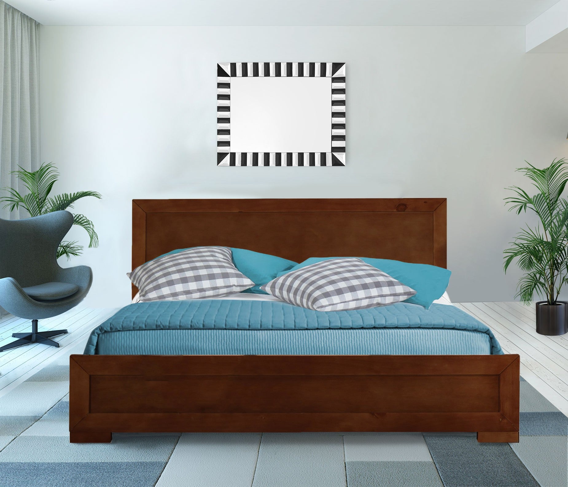 Walnut Wood Twin Platform Bed-3
