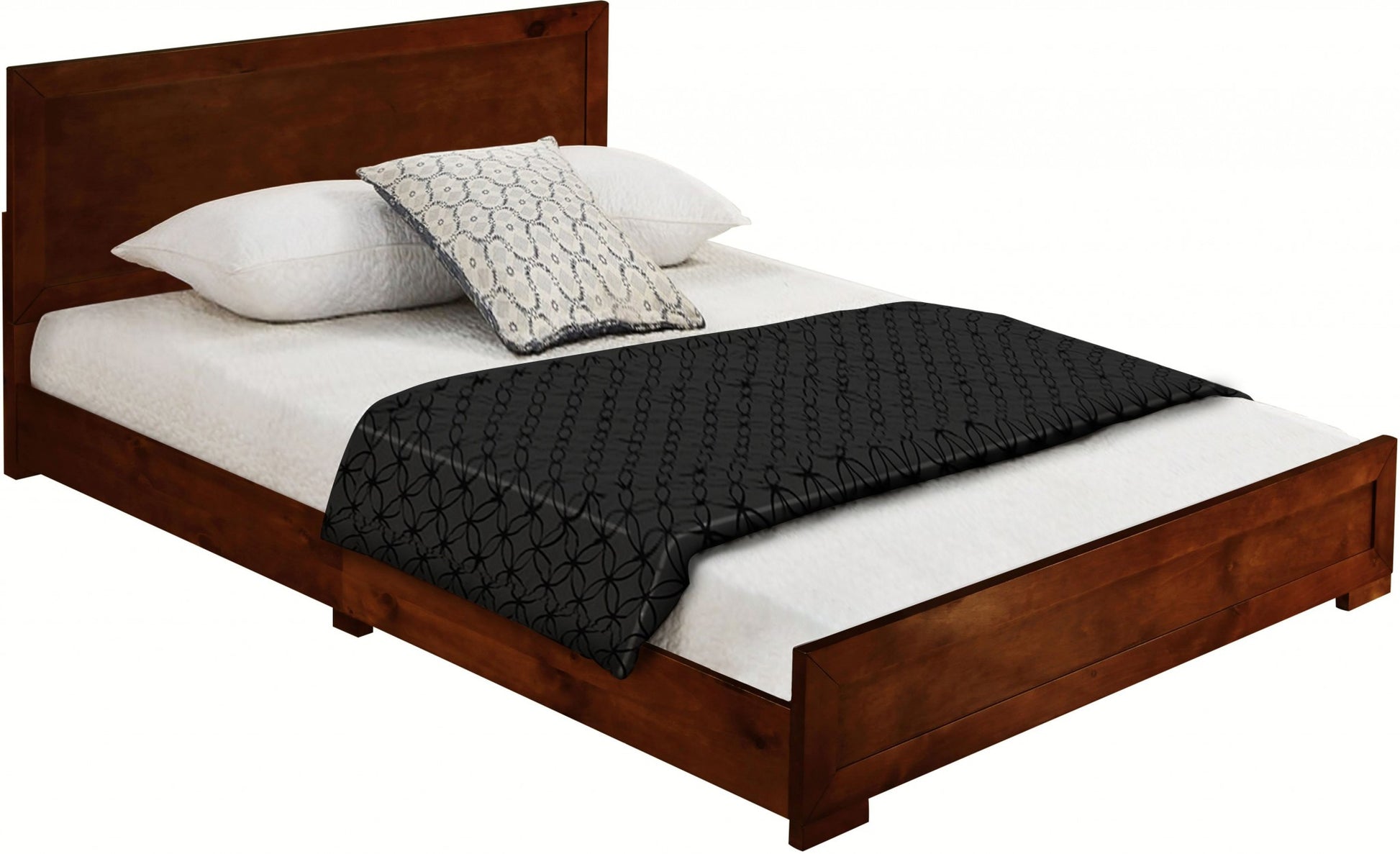 Walnut Wood Twin Platform Bed-2