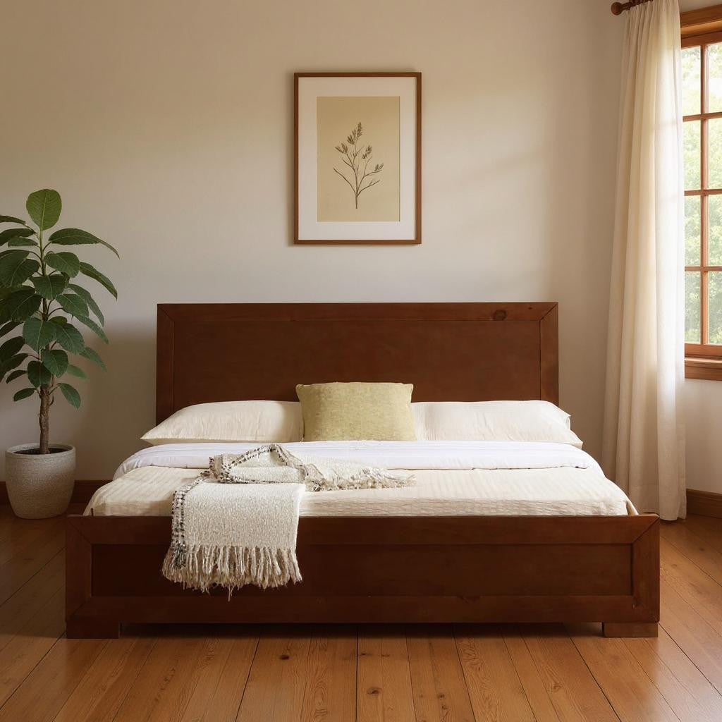 Walnut Wood Twin Platform Bed-0