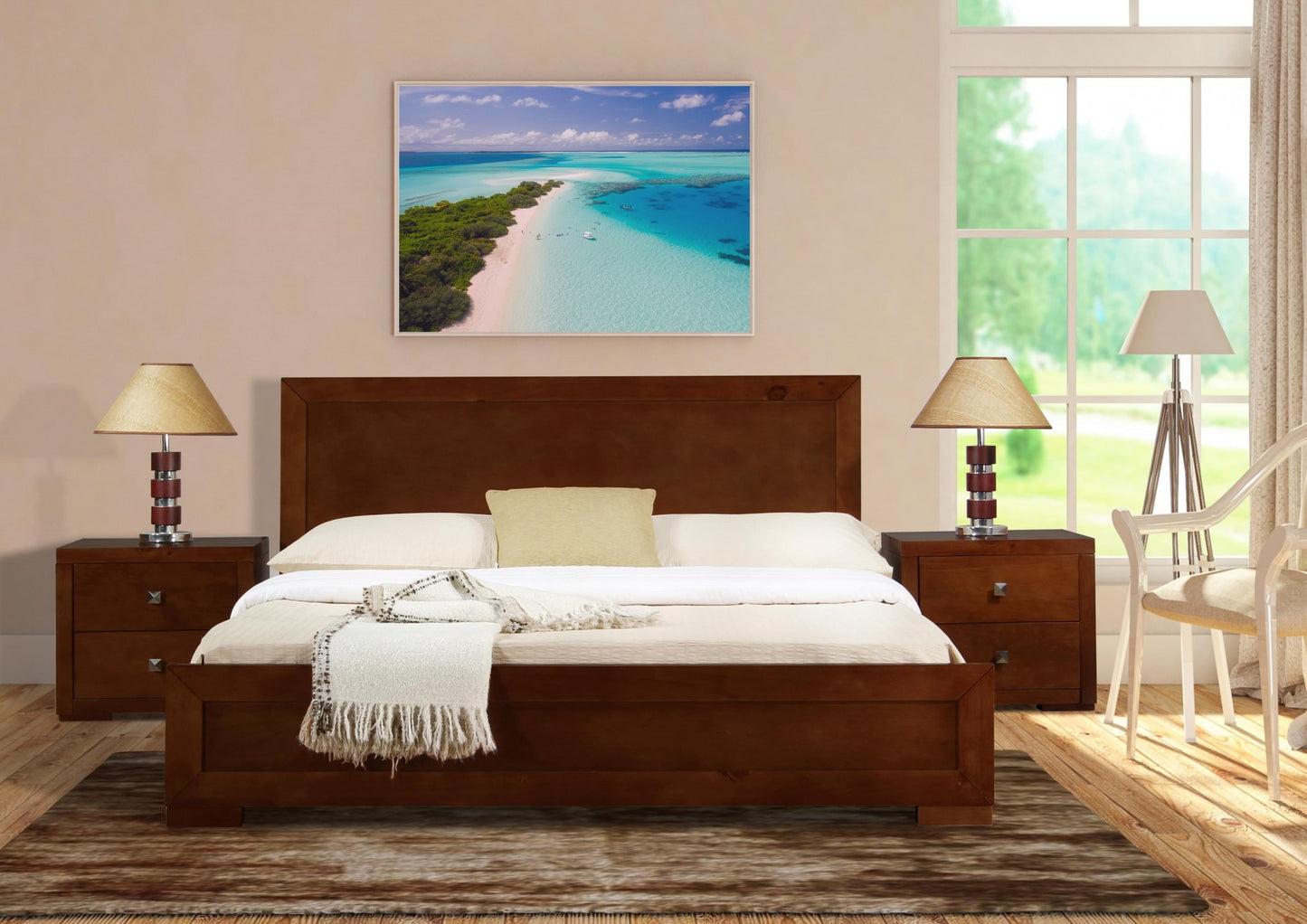 Walnut Wood Twin Platform Bed-3
