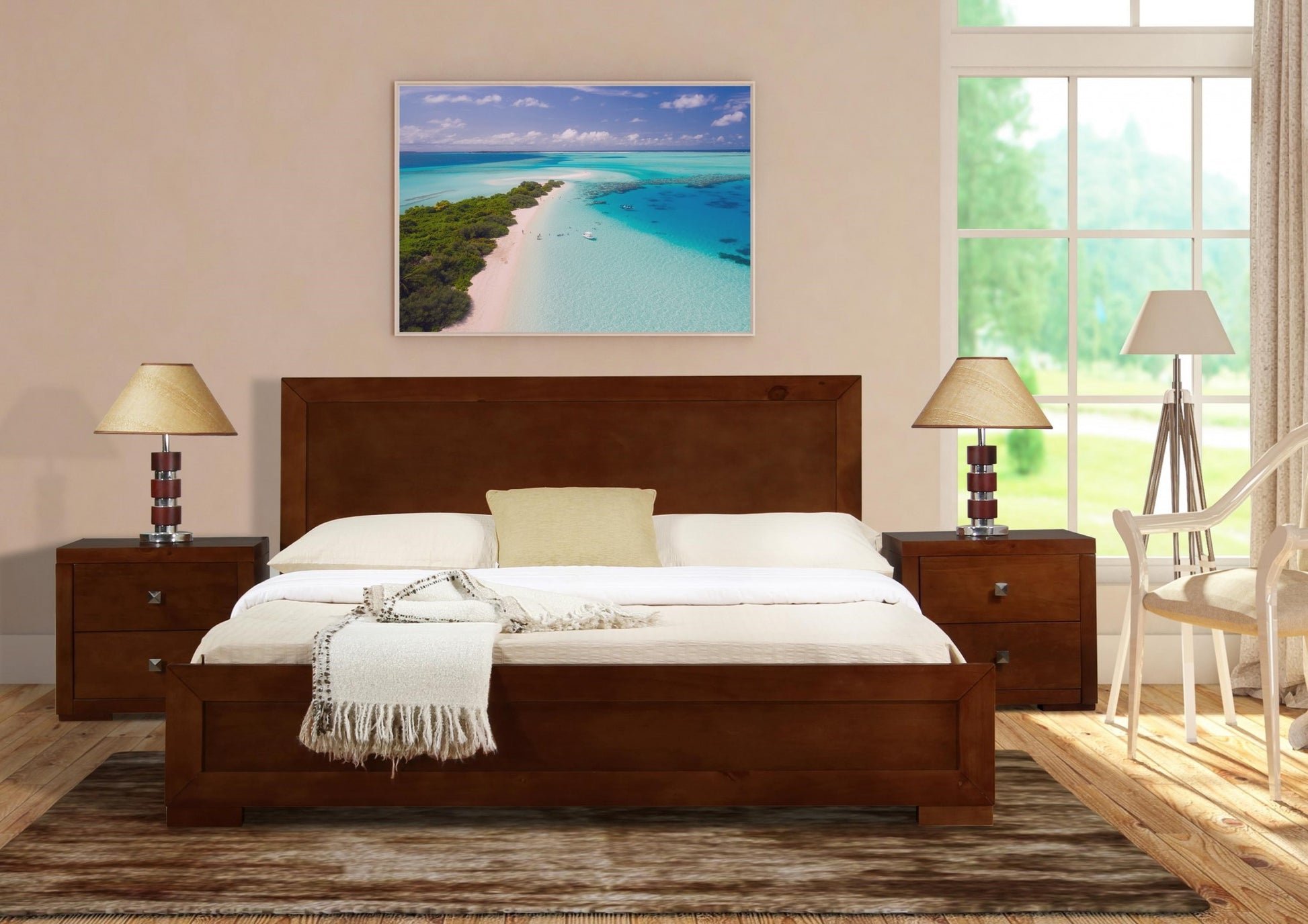 Walnut Wood Twin Platform Bed-3