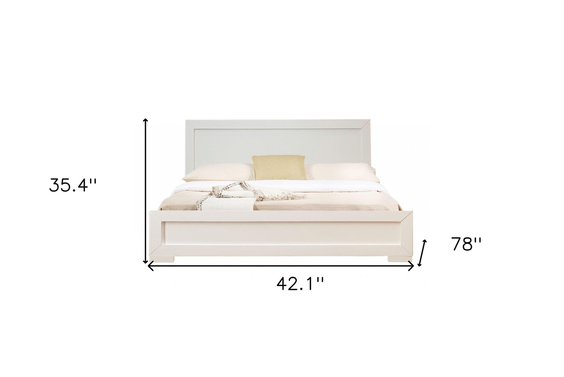 White Wood Twin Platform Bed-3