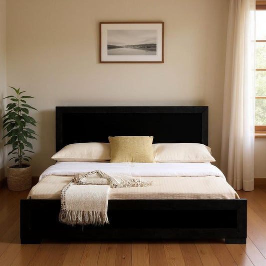 Black Wood Twin Platform Bed-0