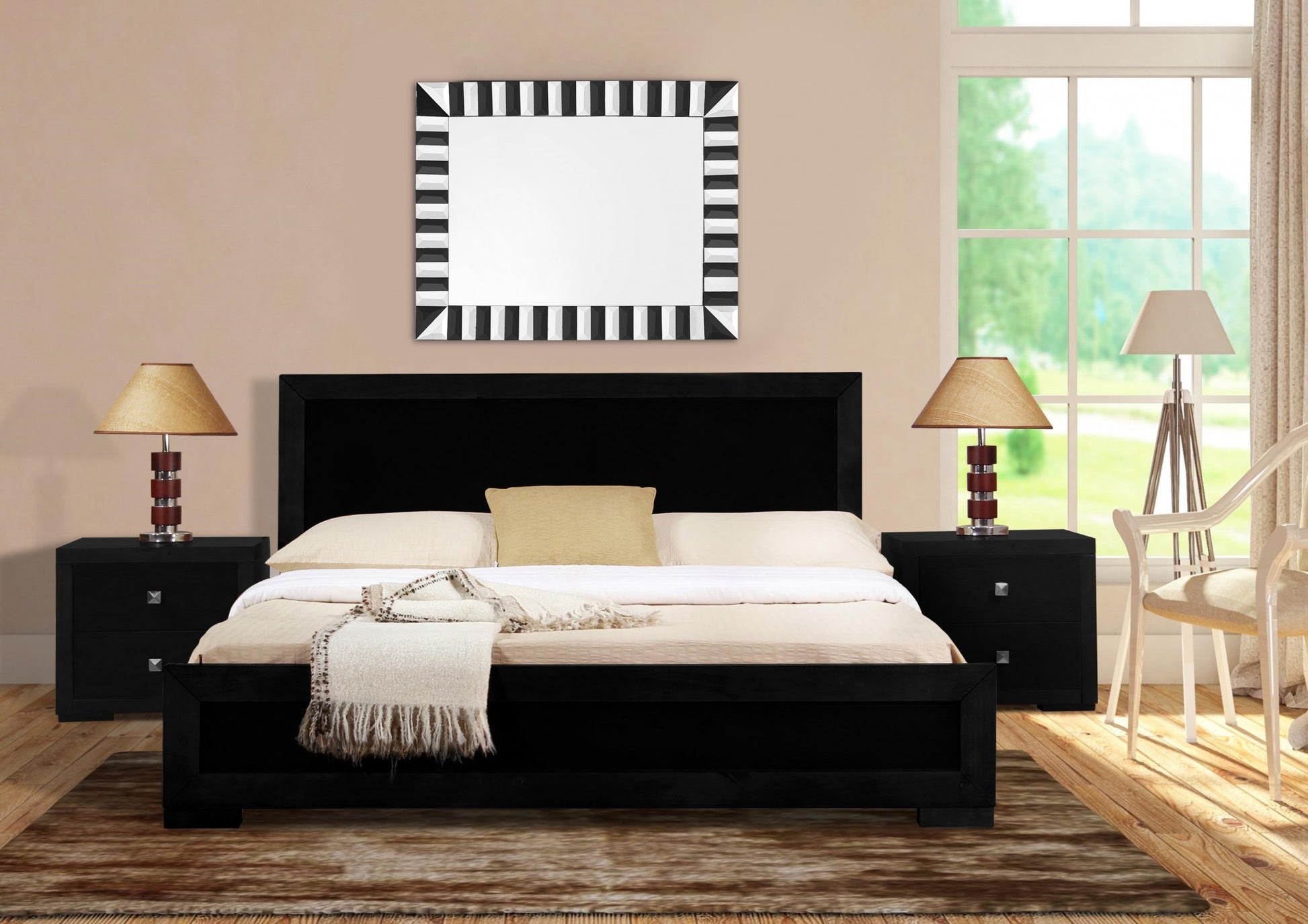 Black Wood Twin Platform Bed-3