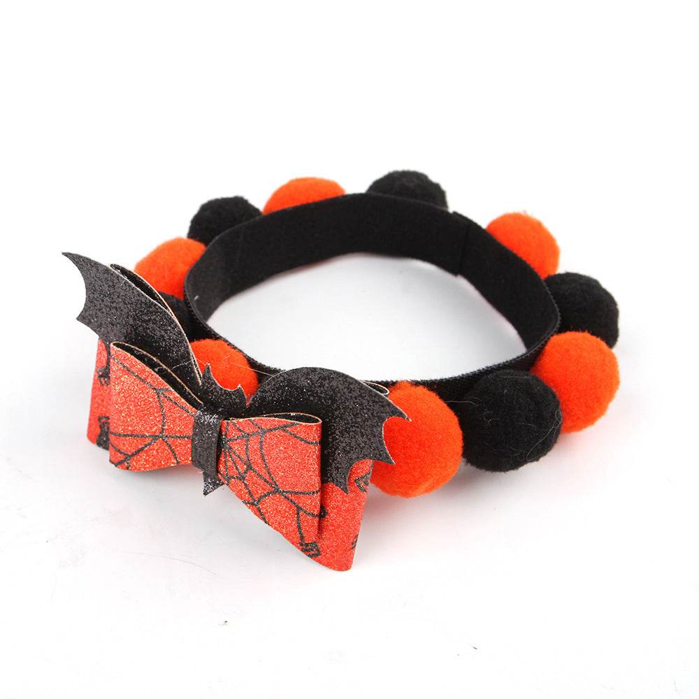 Halloween Pet Fur Ball Collar Pumpkin Accessories