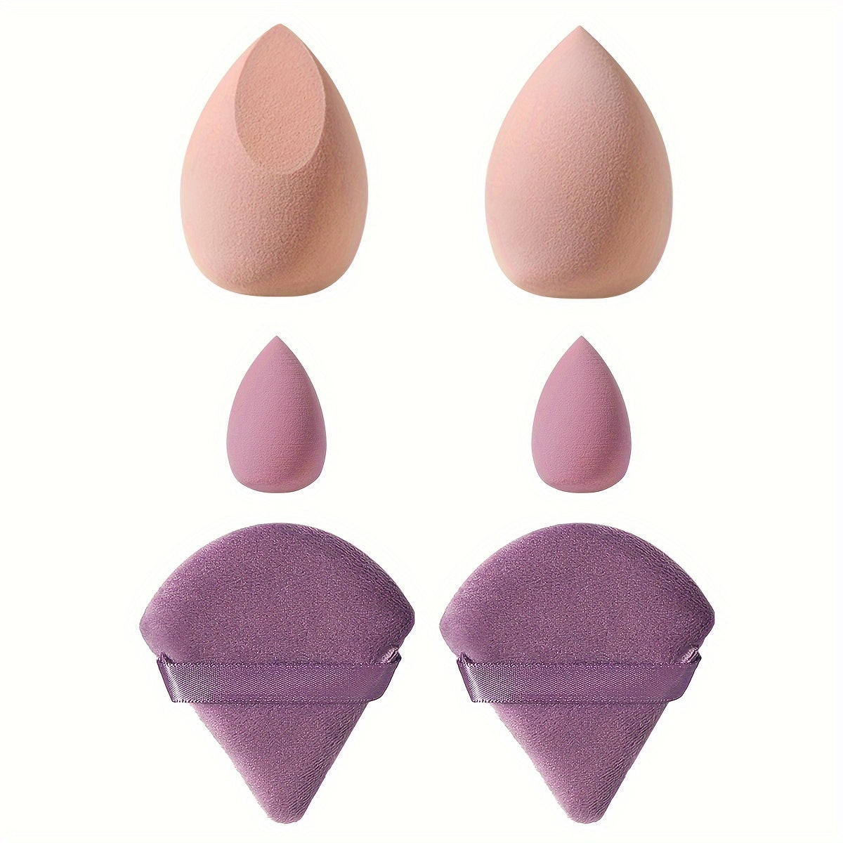 6pcs Face Makeup Sponge Puff Set, 2pcs Large Makeup Sponge & 2pcs Mini Makeup Beauty Blender & 2pcs Fan-shaped Soft Velvet Makeup Puffs, Flawless For Liquid Cream Powder, Ideal For Makeup Beginner, Black