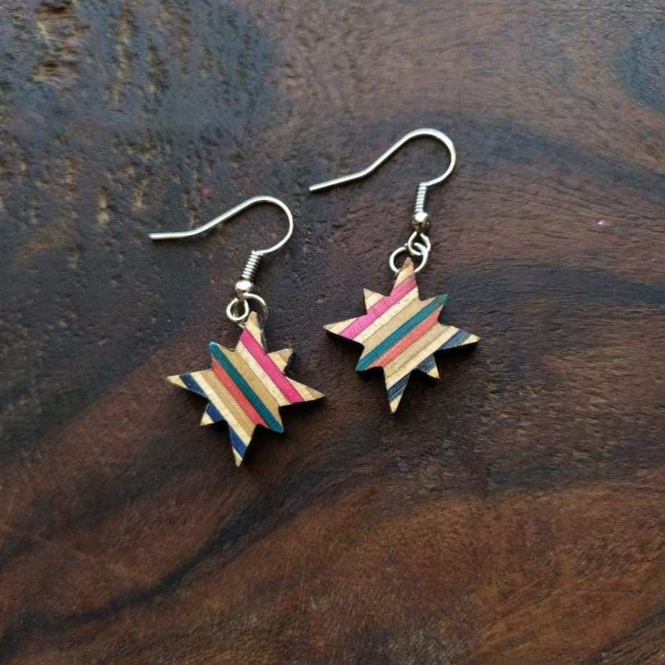 Sirius Star Recycled Skateboard Earrings-2