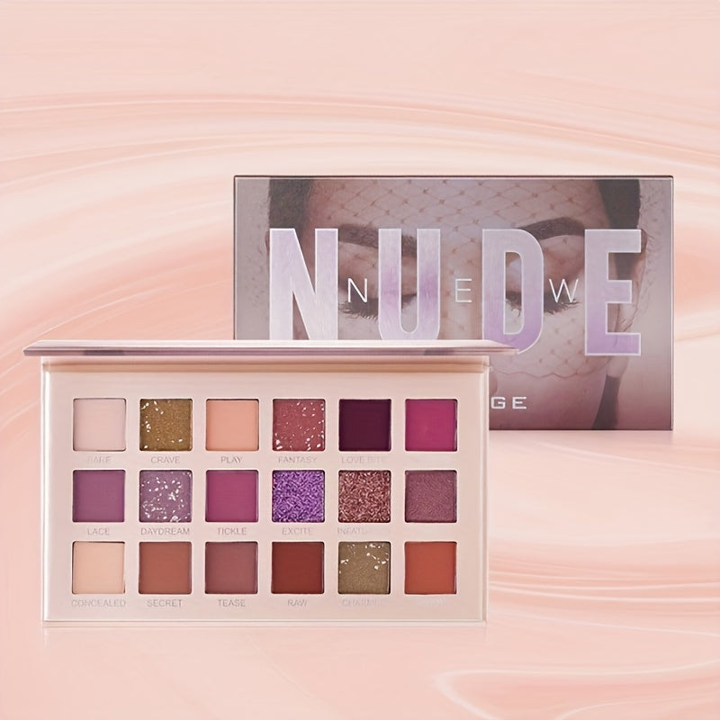 18 Color Desert Rose Eyeshadow Palette, Golden Pearly Glitter Matte Shimmer Satin Finish, Multicolor Eyeshadow Makeup ( With Mirror ) For Music Festival