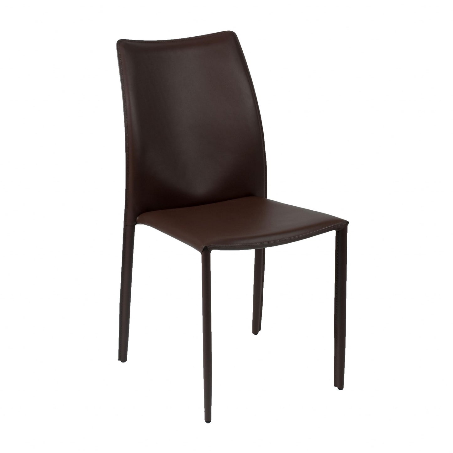 Set of Two Brown Upholstered Leather Dining Side Chairs-5