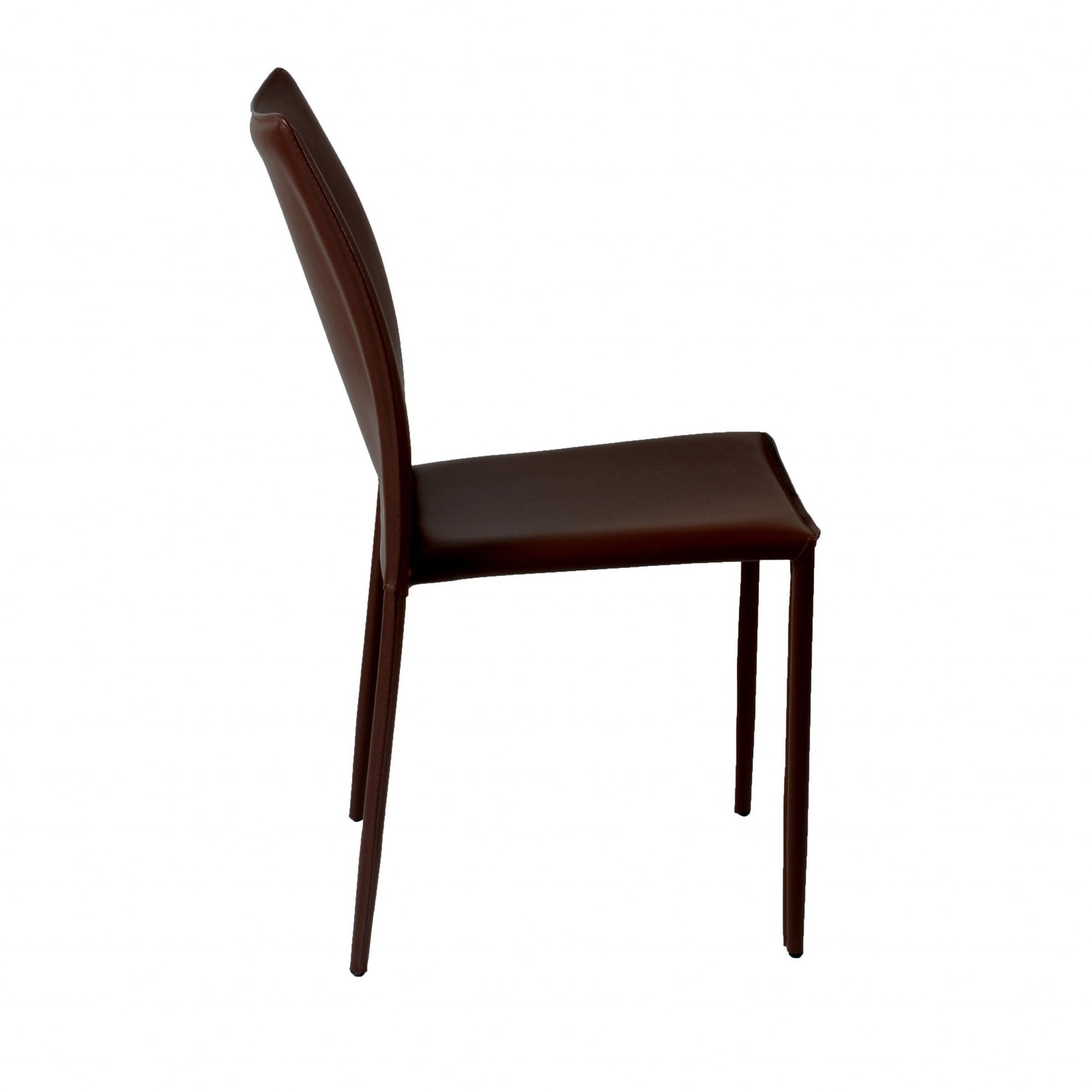Set of Two Brown Upholstered Leather Dining Side Chairs-3