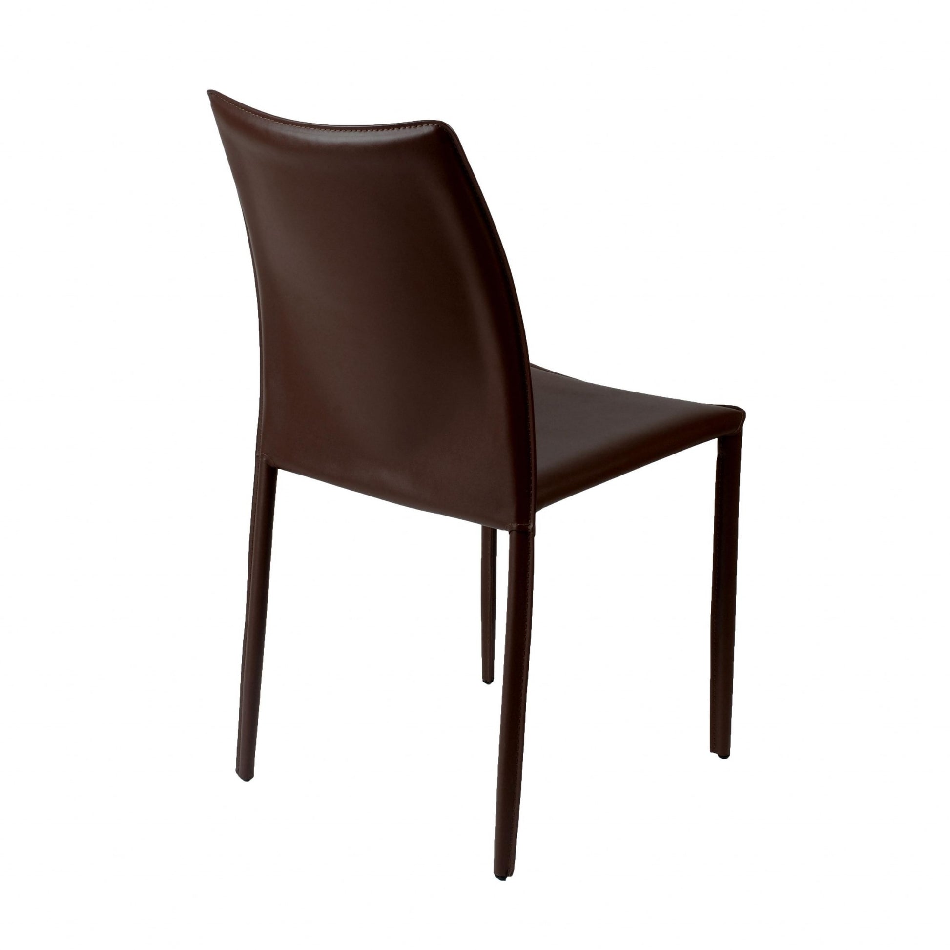Set of Two Brown Upholstered Leather Dining Side Chairs-6
