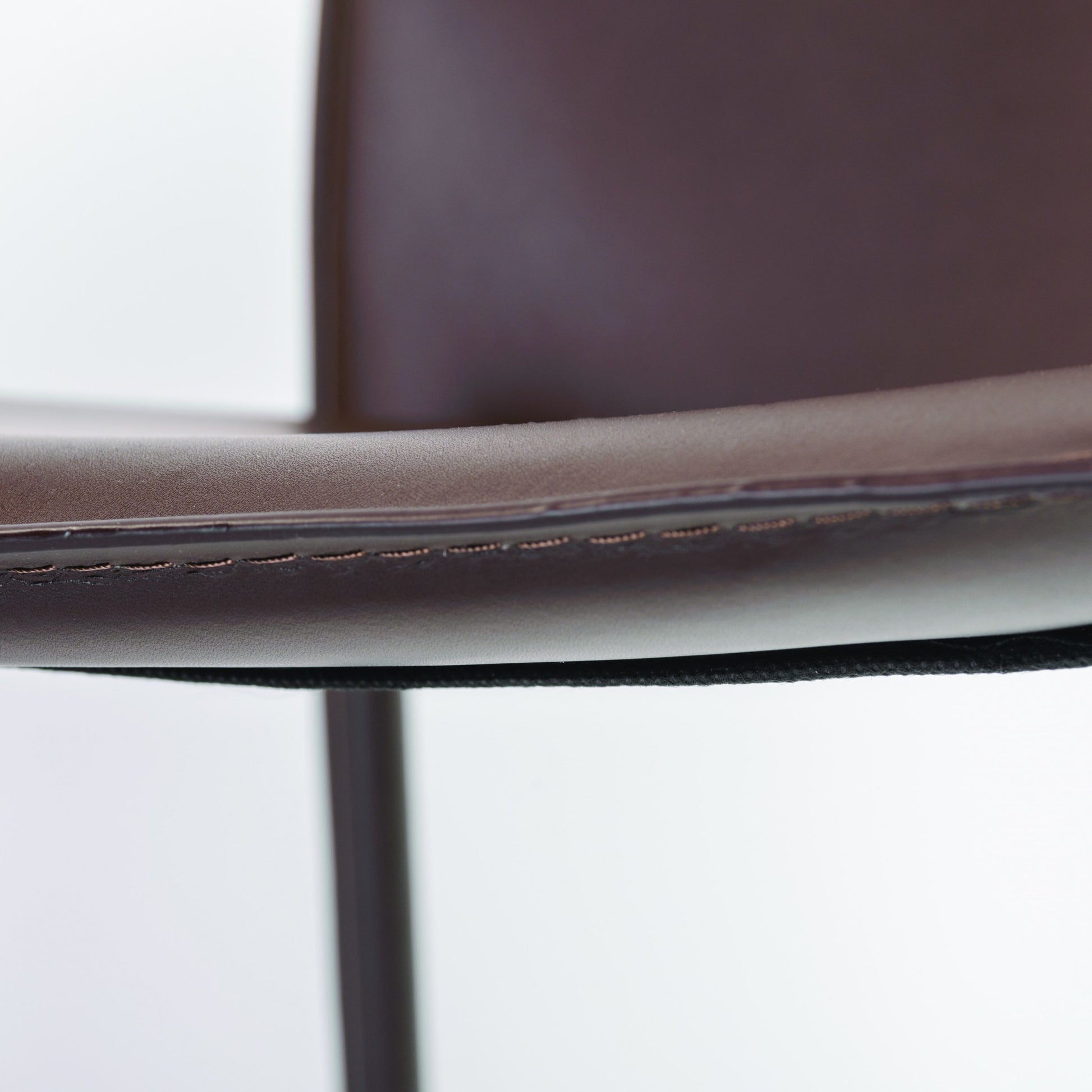 Set of Two Brown Upholstered Leather Dining Side Chairs-7