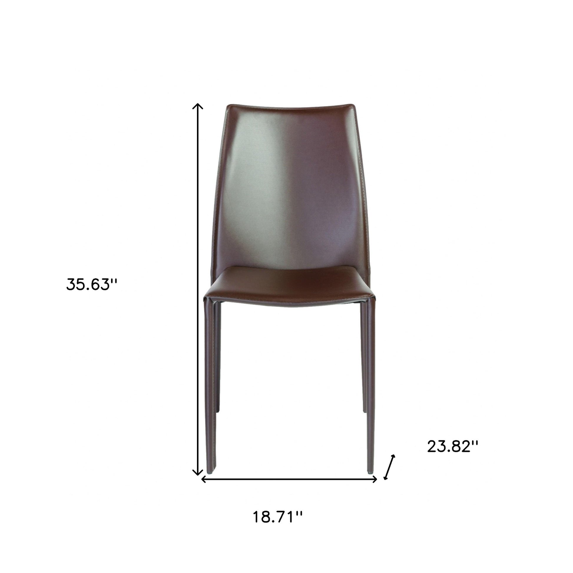 Set of Two Brown Upholstered Leather Dining Side Chairs-8