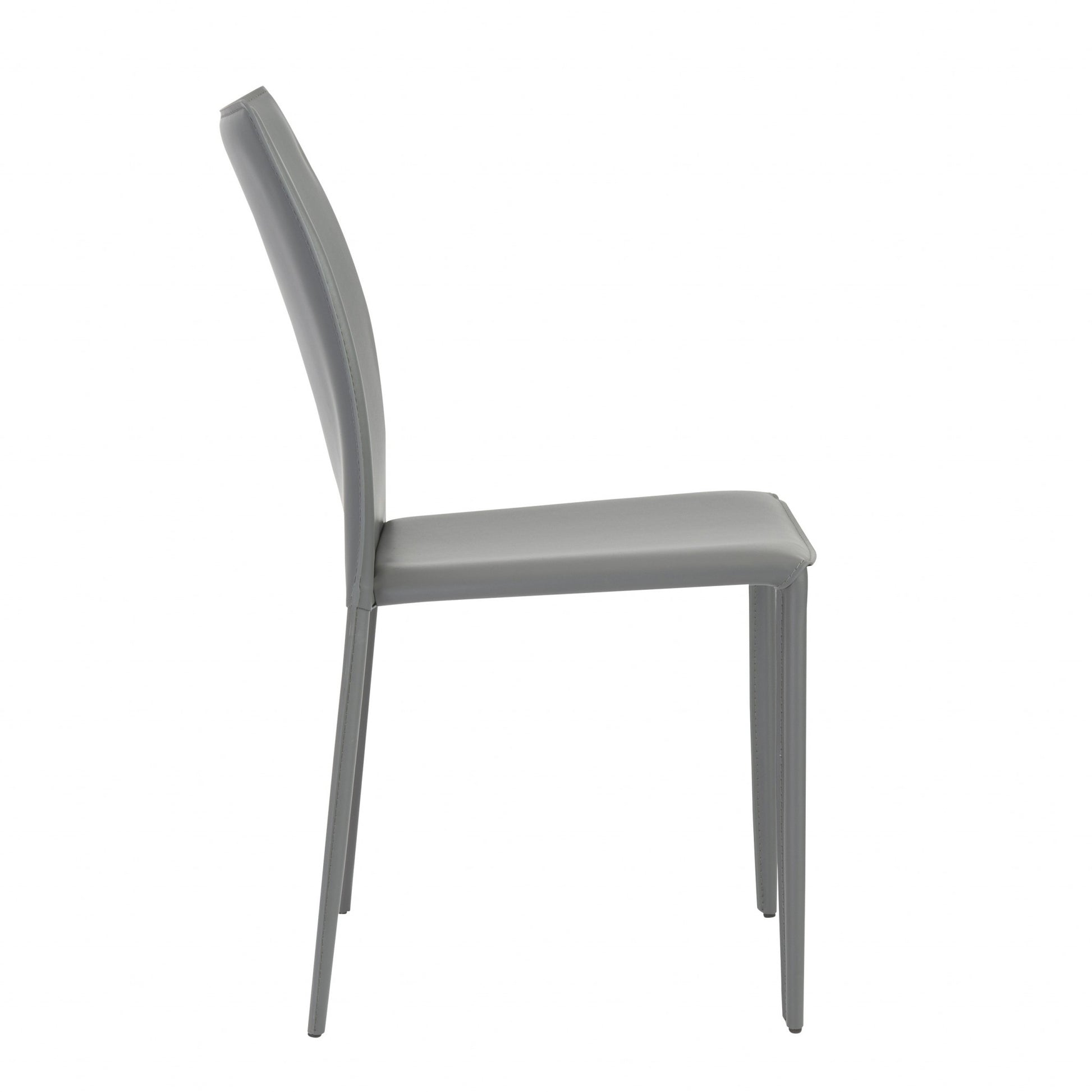 Set of Two Gray Upholstered Leather Dining Side Chairs-4