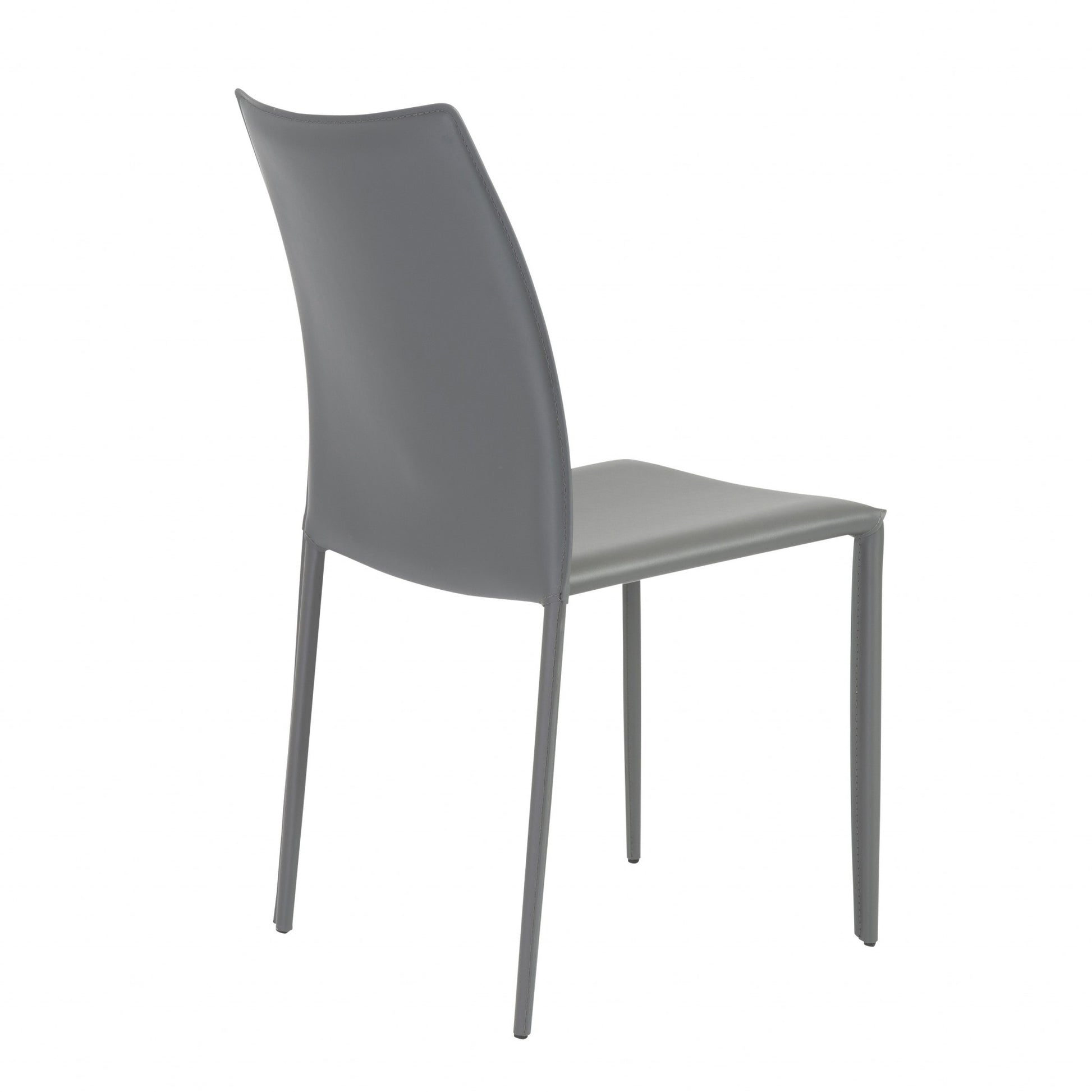 Set of Two Gray Upholstered Leather Dining Side Chairs-5