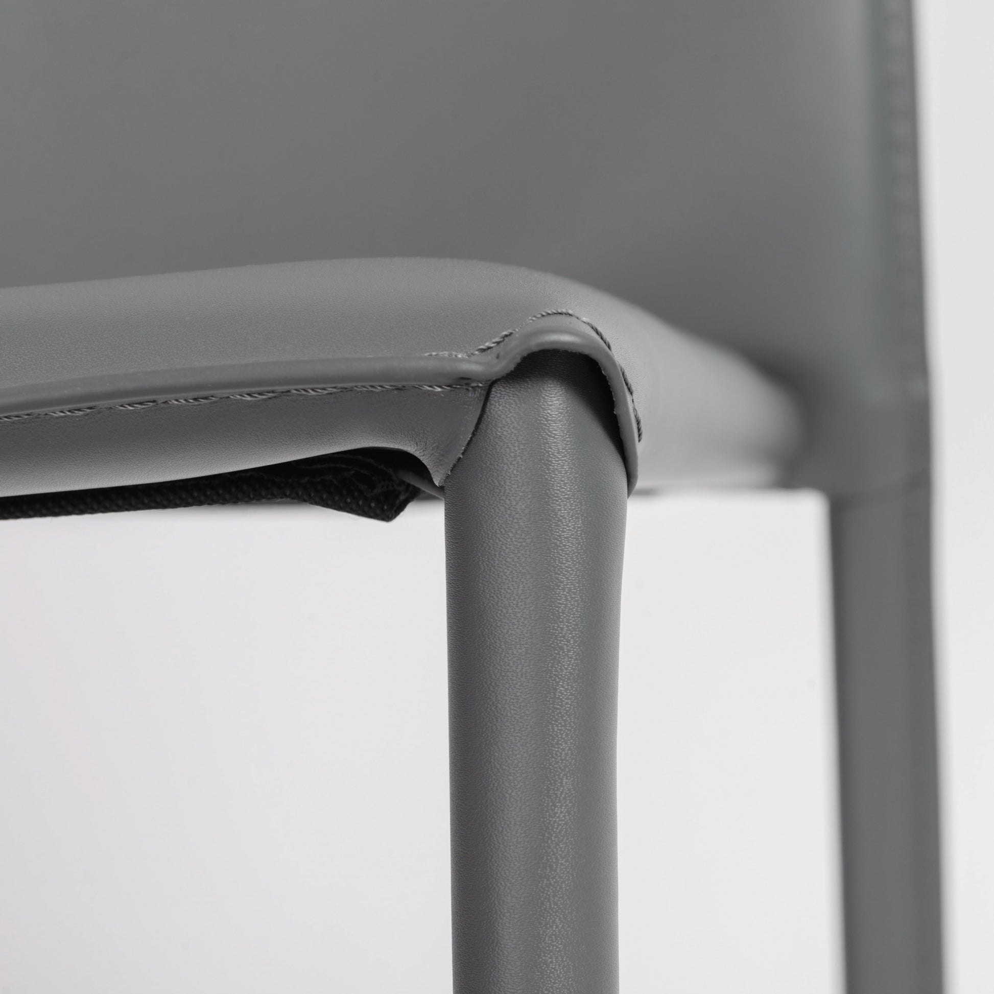 Set of Two Gray Upholstered Leather Dining Side Chairs-7
