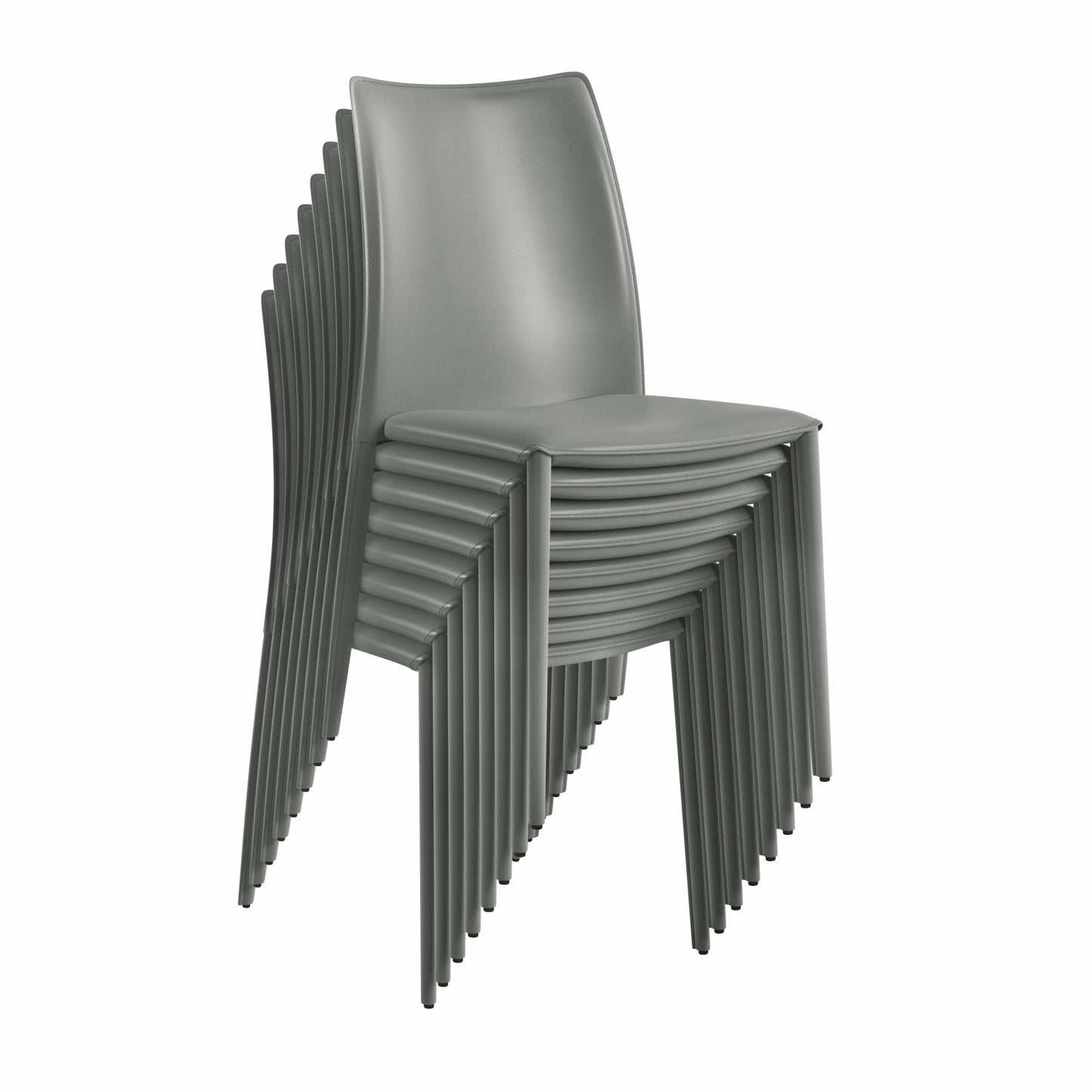 Set of Two Gray Upholstered Leather Dining Side Chairs-6