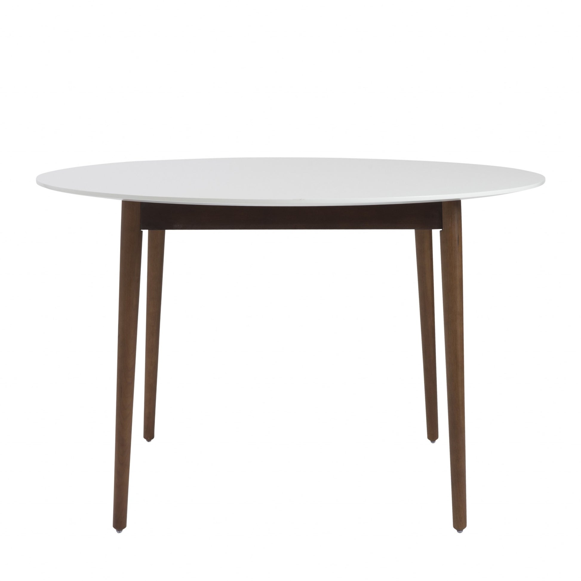 47" White And Brown Rounded Dining Table-1
