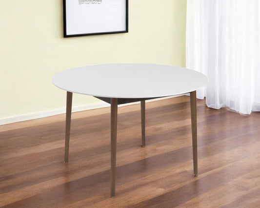 47" White And Brown Rounded Dining Table-0
