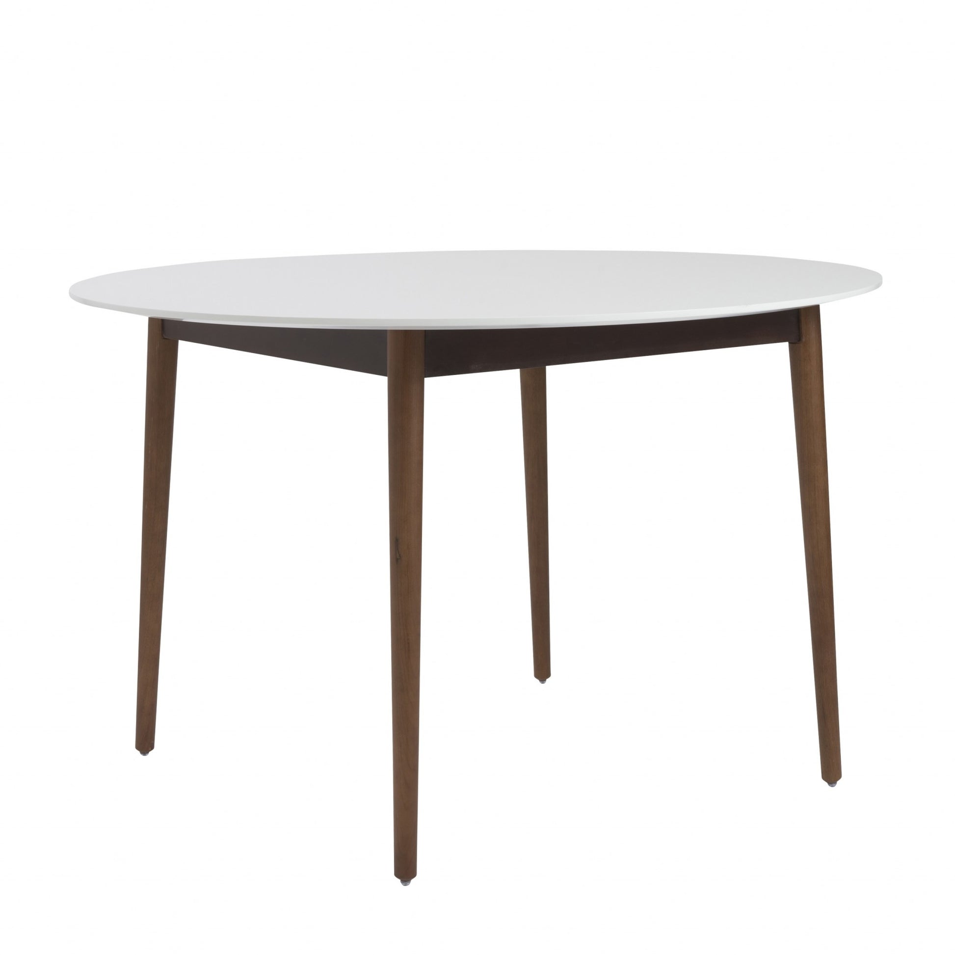 47" White And Brown Rounded Dining Table-3