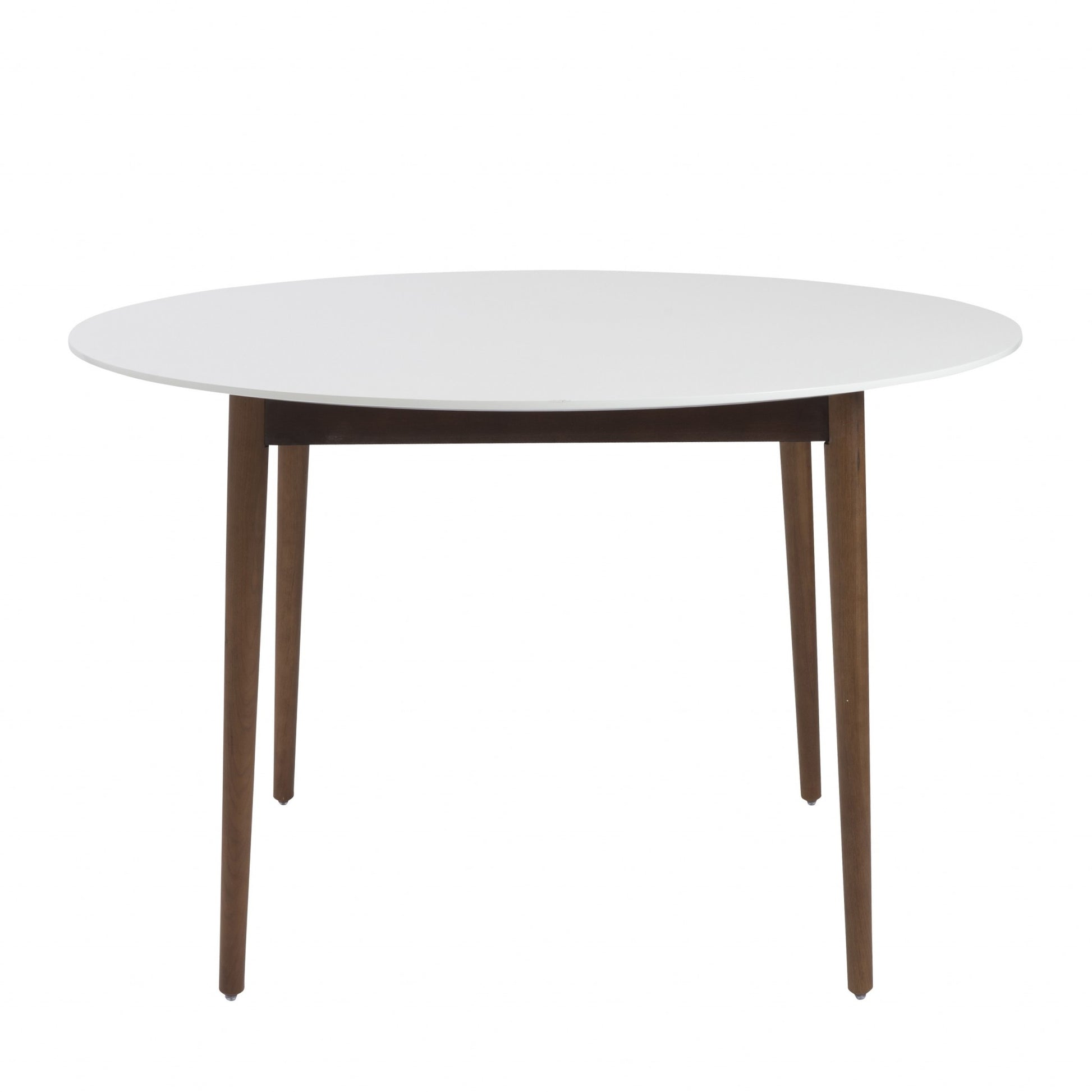 47" White And Brown Rounded Dining Table-4