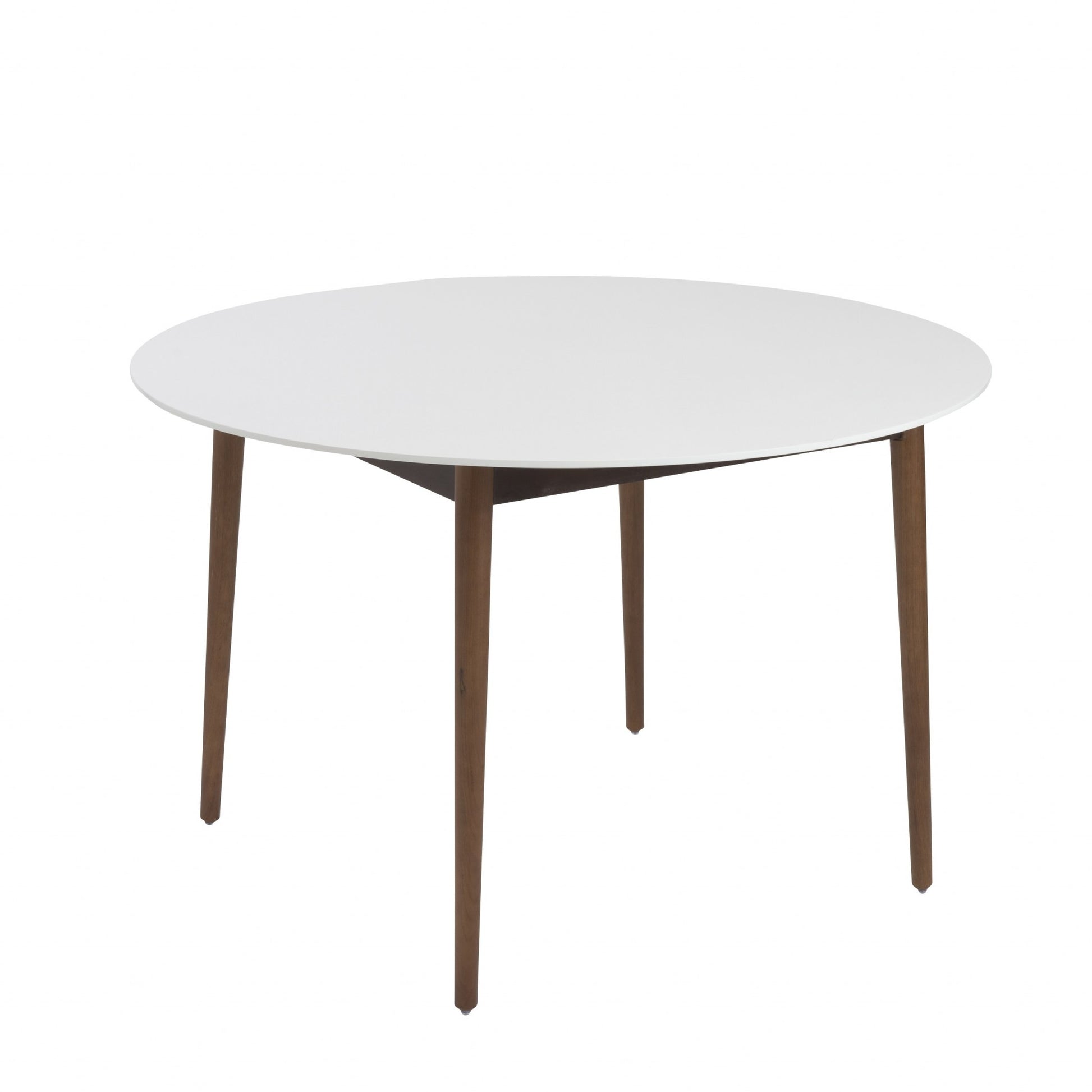 47" White And Brown Rounded Dining Table-5