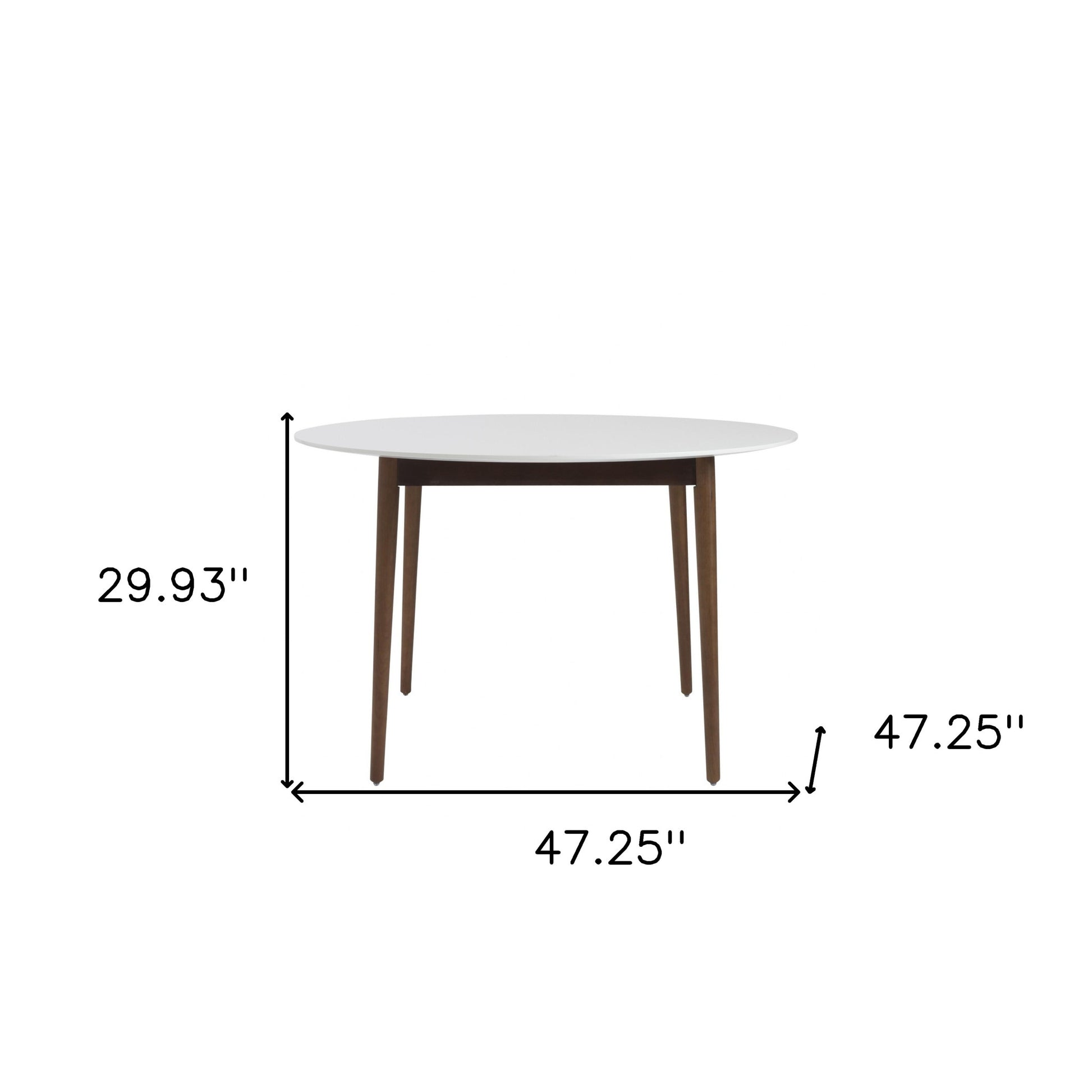47" White And Brown Rounded Dining Table-7