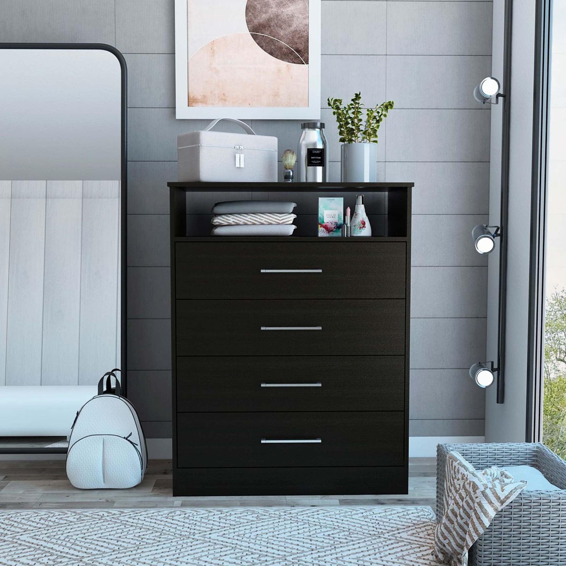 31" Black Four Drawer Vertical Dresser-6